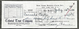 COSTA, CARMELO SIGNED PAYROLL CHECK (1958-ALSO SIGNED BY TEDDY BRENNER)