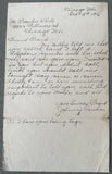 COULON, JOHNNY HAND WRITTEN & SIGNED LETTER (1916)