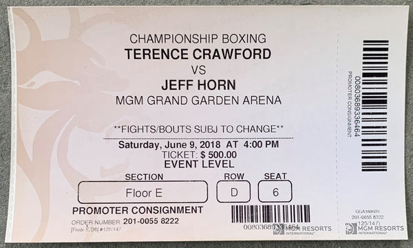 CRAWFORD, TERENCE-JEFF HORN ON SITE FULL TICKET (2018)