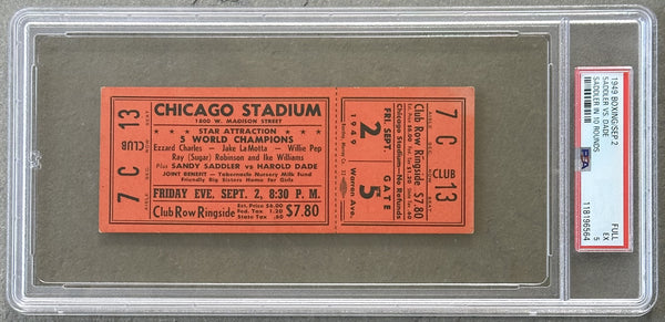 SADDLER, SANDY-HAROLD DADE + EXHIBITIONS FULL TICKET (1949-PSA/DNA EX 5)