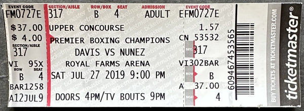 DAVIS, GERVONTA-RICARDO NUNEZ ON SITE FULL TICKET (2019)