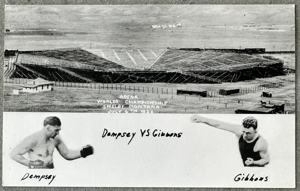 DEMPSEY, JACK-TOMMY GIBBONS REAL PHOTO POSTCARD (1923)