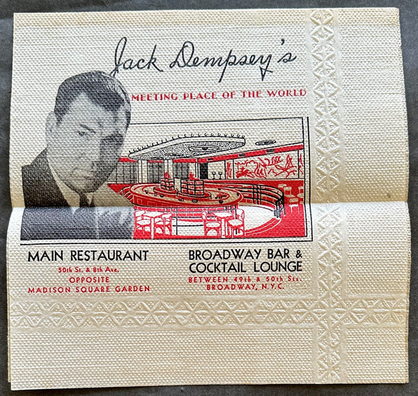 DEMPSEY, JACK RESTAURANT NAPKIN