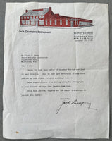 DEMPSEY, JACK SIGNED LETTER (1938)