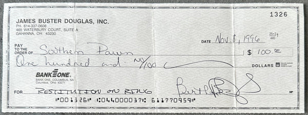 DOUGLAS, JAMES "BUSTER" SIGNED CHECK