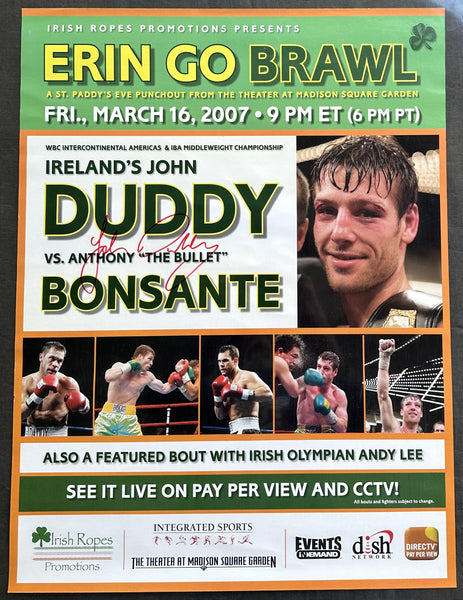DUDDY, "IRISH" JOHN-ANTHONY BONSANTE SIGNED ON SITE POSTER (2007)