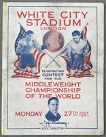 DUNDEE, VINCE-JACK HOOD OFFICIAL PROGRAM (1931)