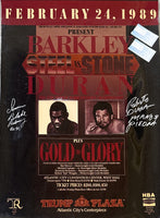 DURAN, ROBERTO-IRAN BARKLEY RARE SIGNED ON SITE LOBBY POSTER & TICKET STUBS (1989-DURAN WINS TITLE)