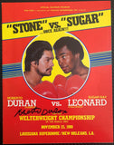 DURAN, ROBERTO-SUGAR RAY LEONARD SIGNED CLOSED CIRCUIT PROGRAM (1980-SIGNED BY DURAN-JSA)