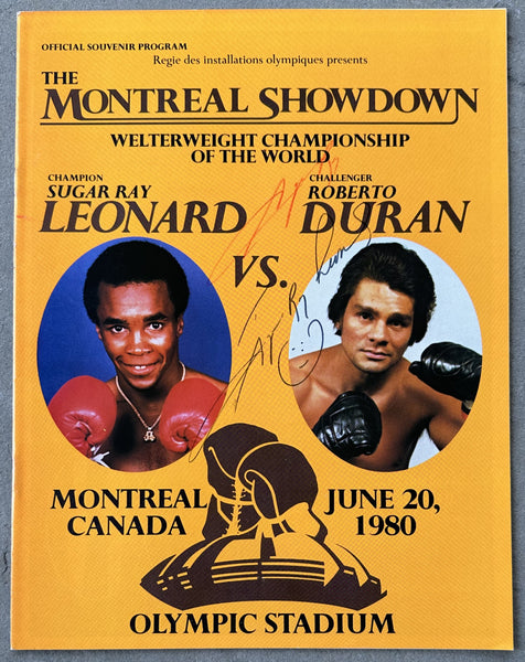 DURAN, ROBERTO-SUGAR RAY LEONARD I OFFICIAL PROGRAM (1980-SIGNED BY LEONARD)