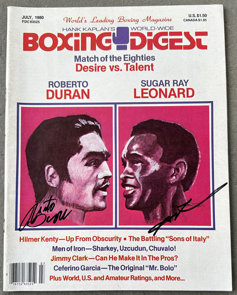 LEONARD, SUGAR RAY & ROBERTO DURAN I SIGNED BOXING DIGEST MAGAZINE (1980-JSA)