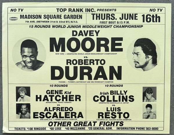 DURAN, ROBERTO-DAVEY MOORE BROADSIDE POSTER (1983)