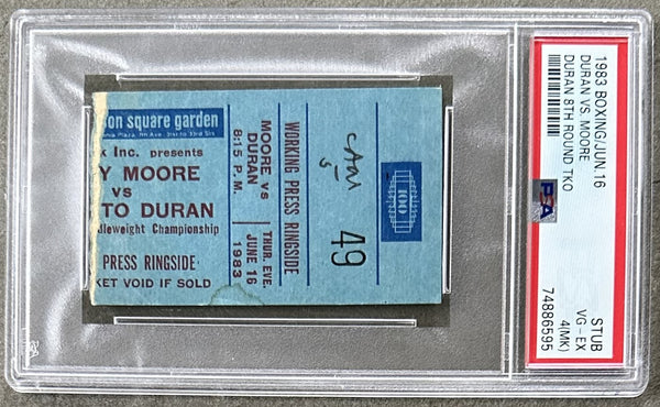 DURAN, ROBERTO-DAVEY MOORE TICKET STUB (1983-PSA/DNA VG-EX 4)