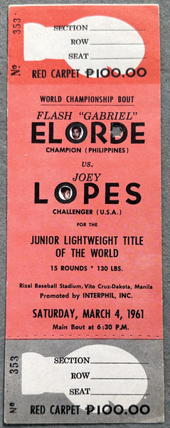 ELORDE, FLASH-JOEY LOPES ON SITE FULL TICKET (1961)