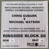 EUBANK, CHRIS-MICHAEL WATSON II ON SITE STUBLESS TICKET (1991)