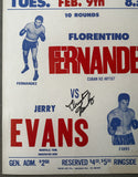 FERNANDEZ, FLORENTINO-JERRY EVANS SIGNED ON SITE POSTER (1971-SIGNED BY FERNANDEZ)
