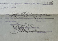 FITZSIMMONS, ROBERT & WIFE LIFE SIGNED CONTRACTS (1908-JSA)