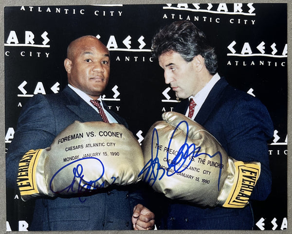 FOREMAN, GEORGE & GERRY COONEY SIGNED PHOTO  (1990-JSA)