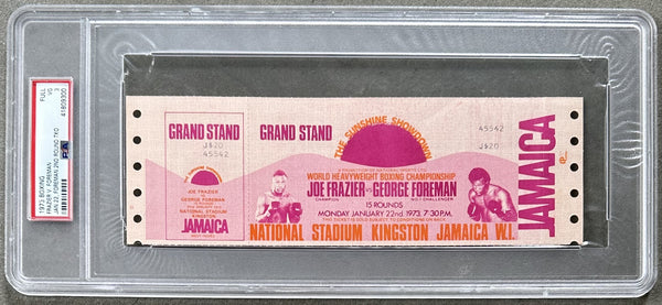 FOREMAN, GEORGE-JOE FRAZIER I ON SITE FULL TICKET (1973-PSA/DNA VG 3)