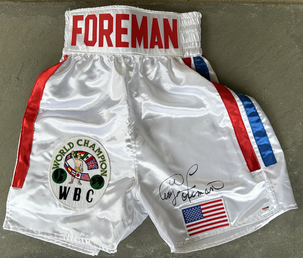 FOREMAN, GEORGE SIGNED BOXING TRUNKS (PSA/DNA)