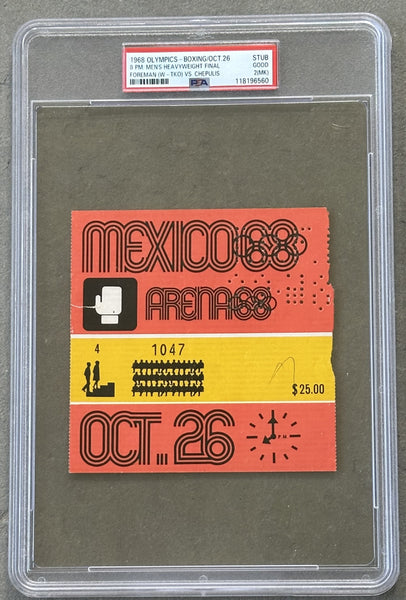 FOREMAN, GEORGE ON SITE STUBLESS OLYMPIC FINALS TICKET (1968-PSA/DNA GOOD 2 MK)
