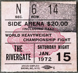 FRAZIER, JOE-TERRY DANIELS ON SITE TICKET STUB (1972)