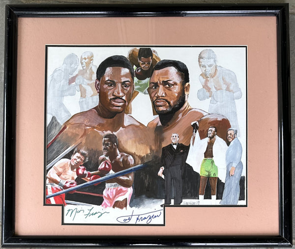 FRAZIER, JOE & MARVIS FRAZIER SIGNED PAINTING (1989)