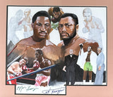 FRAZIER, JOE & MARVIS FRAZIER SIGNED PAINTING (1989)
