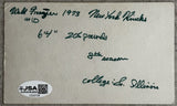 FRAZIER, WALT SIGNED INDEX CARD (JSA)