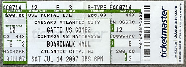 GATTI, ARTURO-ALPHONSO GOMEZ ON SITE FULL TICKET (2007)