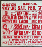 SAMMARTINO, BRUNO & IVAN PUTSKI & DOMINIC DENUCCI VS SUPER STAR BILLY GRAHAM & ERNIE LADD & IVAN KOLOFF ON SITE POSTER (1976)