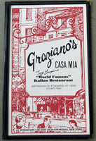 GRAZIANO'S CASA MIA RESTAURANT ORIGINAL SIGNED MENU (SIGNED BY OWNER TONY GRAZIANO)