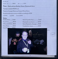 GRAZIANO'S CASA MIA RESTAURANT ORIGINAL SIGNED MENU (SIGNED BY OWNER TONY GRAZIANO)