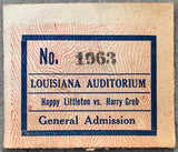 GREB, HARRY-HAPPY LITTLETON ON SITE TICKET STUB (1921)