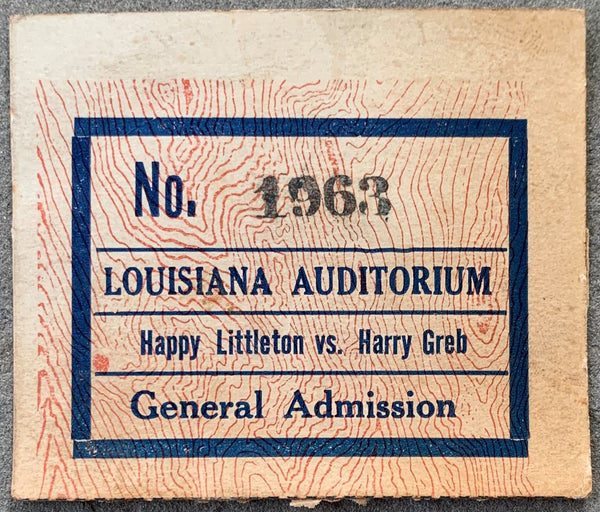 GREB, HARRY-HAPPY LITTLETON ON SITE TICKET STUB (1921)