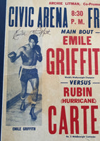 CARTER, RUBIN "HURRICANE"-EMILE GRIFFITH ON SITE POSTER (1963-SIGNED BY GRIFFITH)
