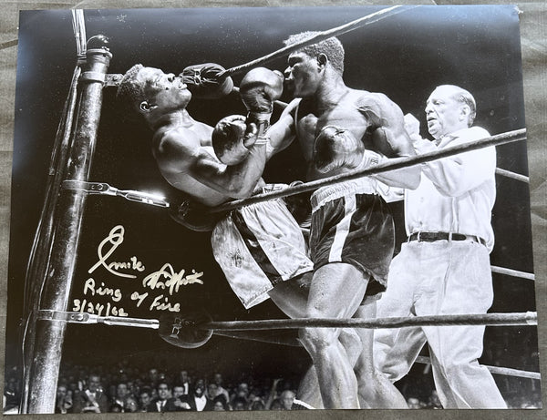 GRIFFITH, EMILE SIGNED LARGE FORMAT ACTION PHOTO (FROM 1962 PARET FIGHT)