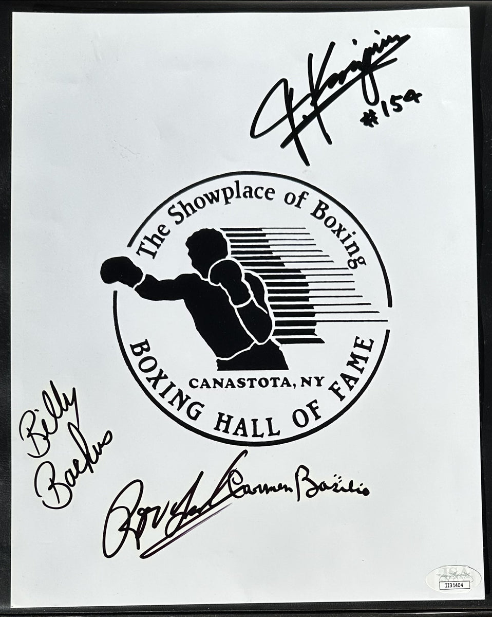 BASILIO, CARMEN & BILLY BACKUS & RON LYLE SIGNED BOXING HALL OF FAME P ...
