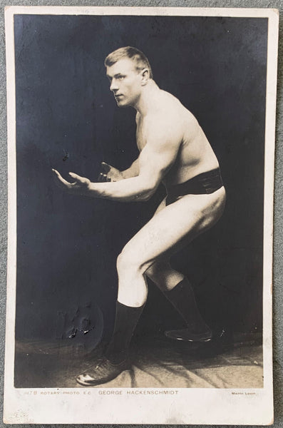 HACKENSCHMIDT, GEORGE REAL PHOTO POSTCARD (1904)