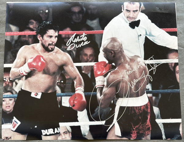 HAGLER, MARVELOUS MARVIN & ROBERTO DURAN SIGNED LARGE FORMAT PHOTO (SIGNED BY BOTH)