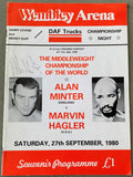 HAGLER, MARVIN-ALAN MINTER ON SITE OFFICIAL PROGRAM (1980-SIGNED BY MINTER)