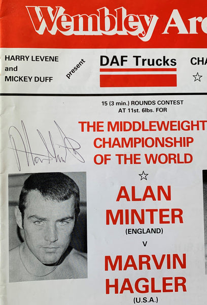 HAGLER, MARVIN-ALAN MINTER ON SITE OFFICIAL PROGRAM (1980-SIGNED BY MI ...
