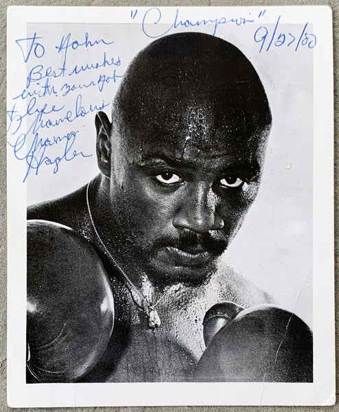 HAGLER, MARVELOUS MARVIN VINTAGE SIGNED PHOTO (AS CHAMPION-1980)