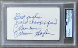 HAGLER, MARVELOUS MARVIN SIGNED INDEX CARD (PSA/DNA)