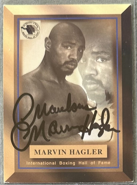 HAGLER, MARVIN SIGNED HALL OF FAME BOXING CARD