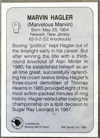 HAGLER, MARVIN SIGNED AW HALL OF FAME BOXING CARD (1991)