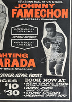 FAMECHON, JOHNNY-FIGHTING HARADA SIGNED ON SITE POSTER (1969-SIGNED BY BOTH)