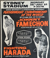 FAMECHON, JOHNNY-FIGHTING HARADA SIGNED ON SITE POSTER (1969-SIGNED BY BOTH)