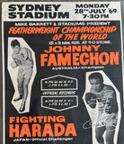 FAMECHON, JOHNNY-FIGHTING HARADA SIGNED ON SITE POSTER (1969-SIGNED BY BOTH)