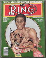 HEARNS, THOMAS & PIPINO CUEVAS SIGNED RING MAGAZINE (1981-JSA)